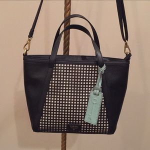 Fossil Black & White Crossbody Purse